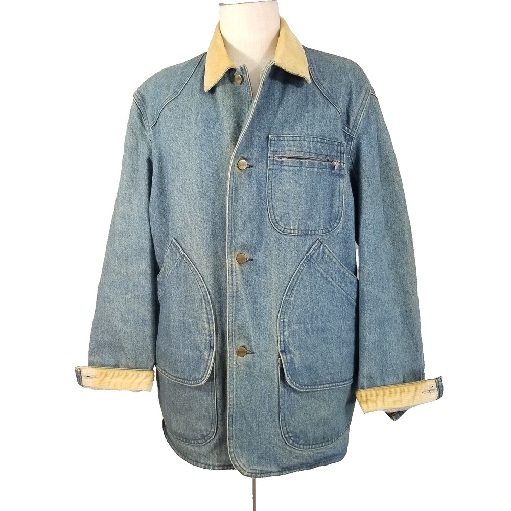 L.L. Bean Light Blue Denim Field Jacket with Tan Corduroy Collar